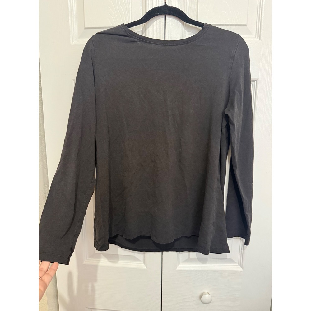 J. Jill Black Long Sleeve Stretch Tee Cotton Modal Blend Top Large Petite